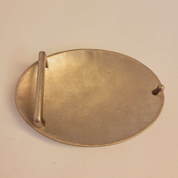 Vintage Western Buckle Oval Embossed Floral Patern Silver Tone - Picture 3 of 7